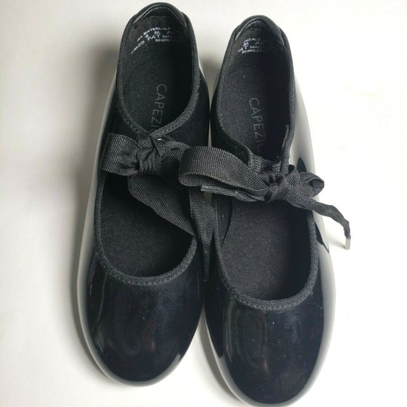 COPY - Capezio Tap Dance Shoes Girls Size 4W 4 W Black Patent Tie Up New - Picture 5 of 7